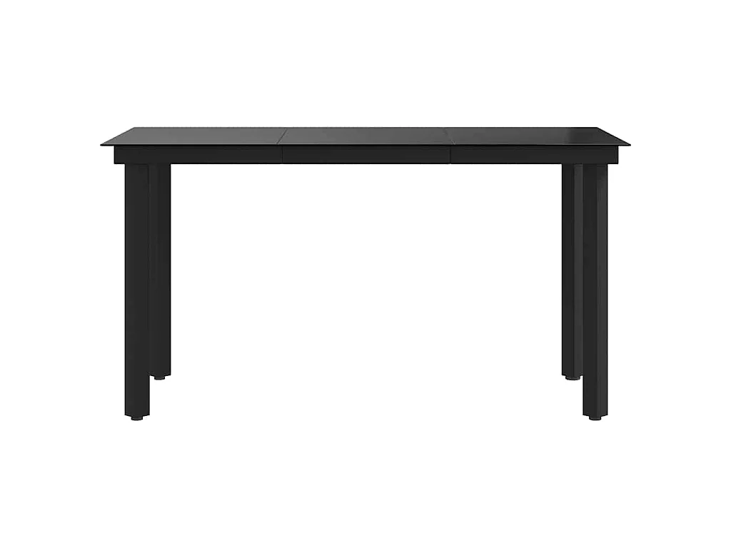Table à dîner de jardin Noir 140x70x74 cm Acier et verre