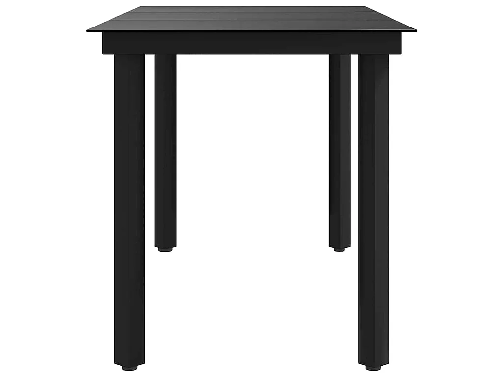 Mesa de jantar para jardim 140x70x74 cm aço e vidro preto