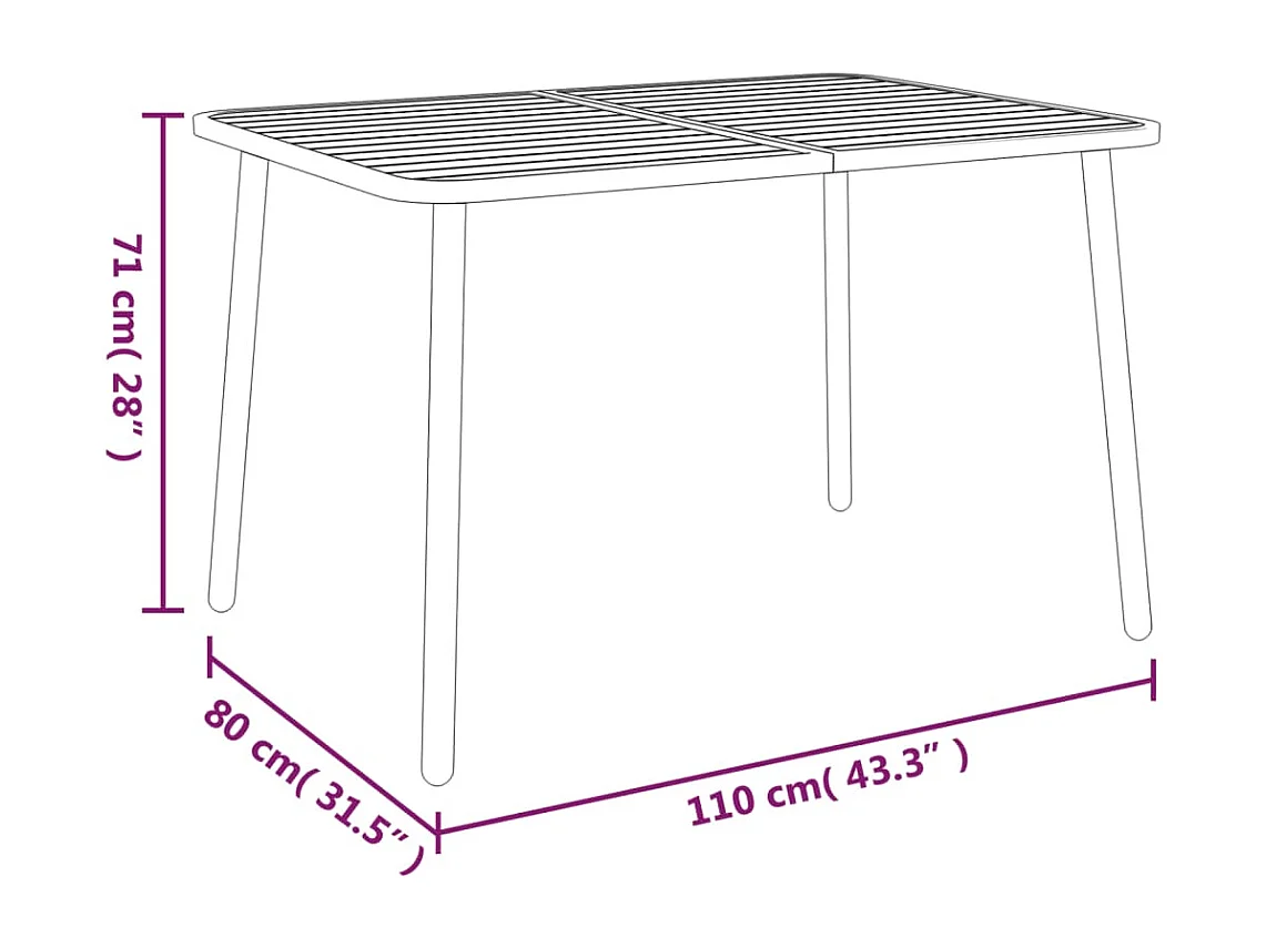 Tuintafel 110x80x71 cm staal antracietkleurig