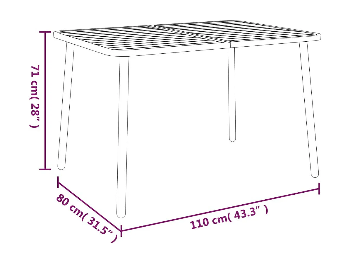 Tuintafel 110x80x71 cm staal antracietkleurig