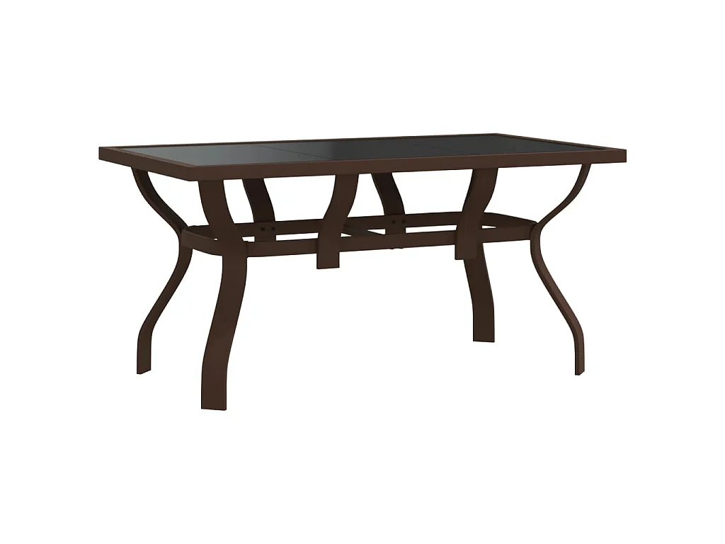 Table de jardin Marron et noir 140x70x70 cm Acier et verre