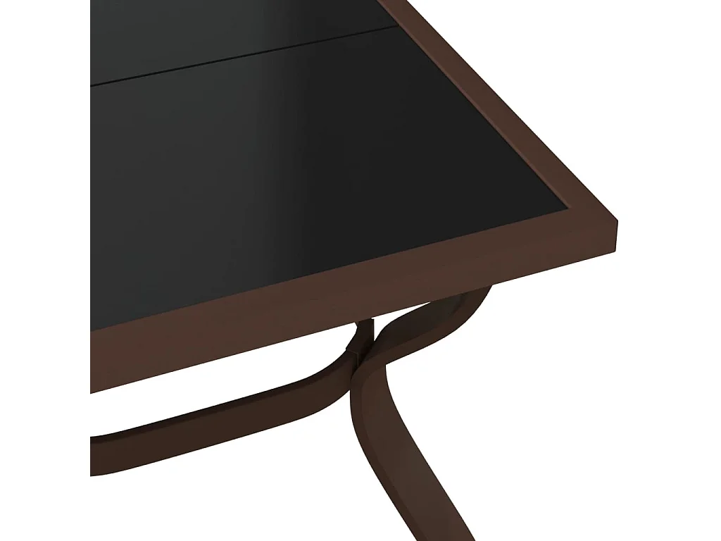 Table de jardin Marron et noir 140x70x70 cm Acier et verre
