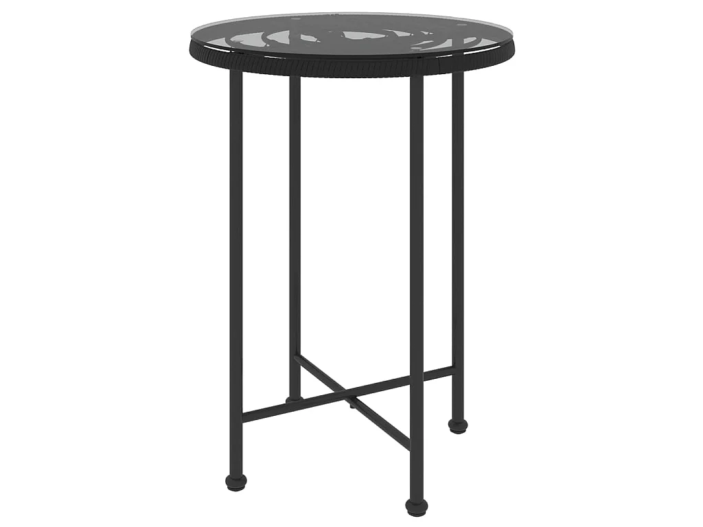 Table de salle à manger Noir Ø55 cm Verre trempé et acier