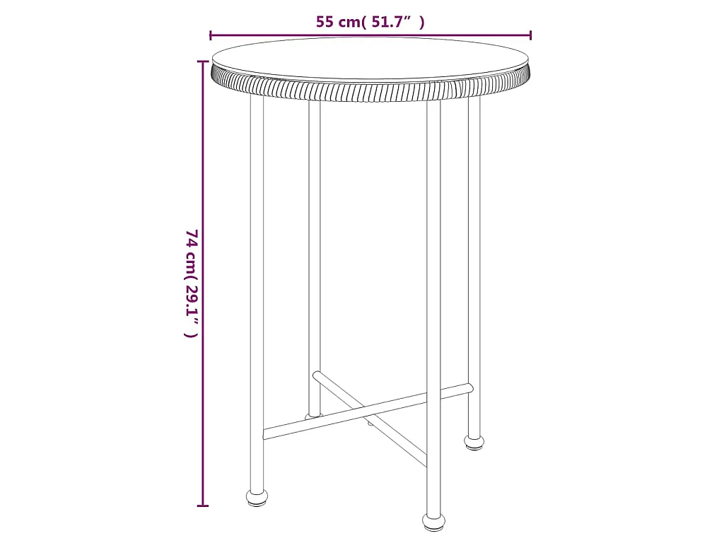 Table de salle à manger Noir Ø55 cm Verre trempé et acier