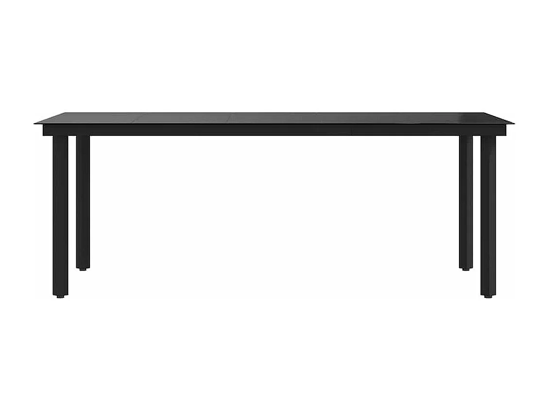 Tavolo da Pranzo da Giardino Nero 200x100x74 cm Acciaio e Vetro