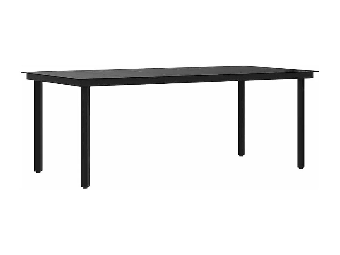 Table à dîner de jardin Noir 200x100x74 cm Acier et verre