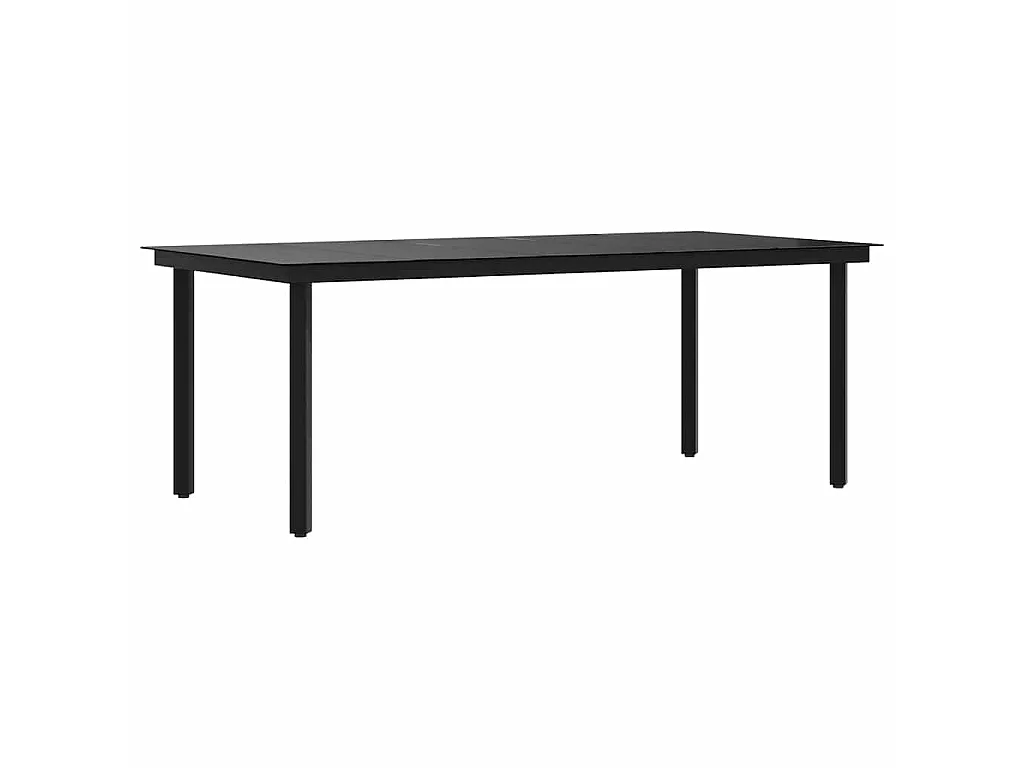 Mesa de jantar para jardim 200x100x74 cm aço e vidro preto