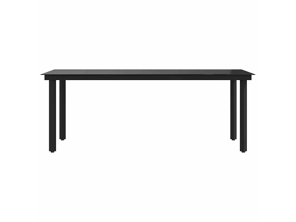 Mesa de jantar para jardim 200x100x74 cm aço e vidro preto