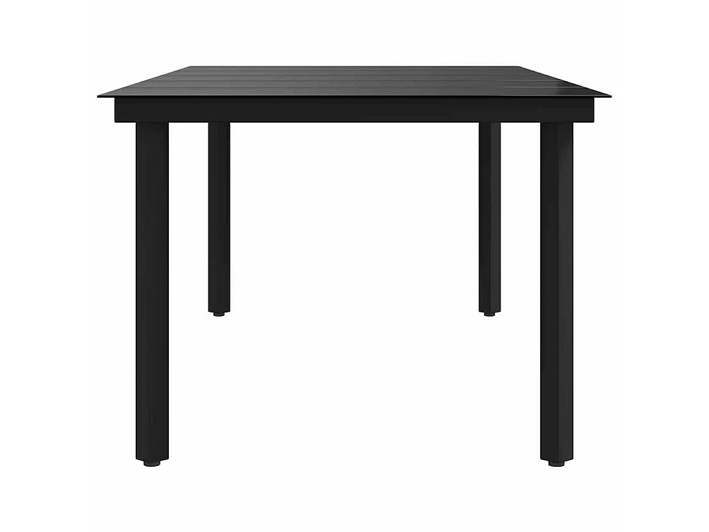 Mesa de jantar para jardim 200x100x74 cm aço e vidro preto