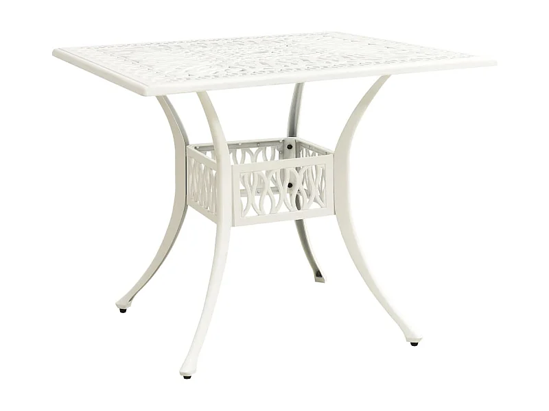 Mesa de jardim 90x90x73 cm alumínio fundido branco