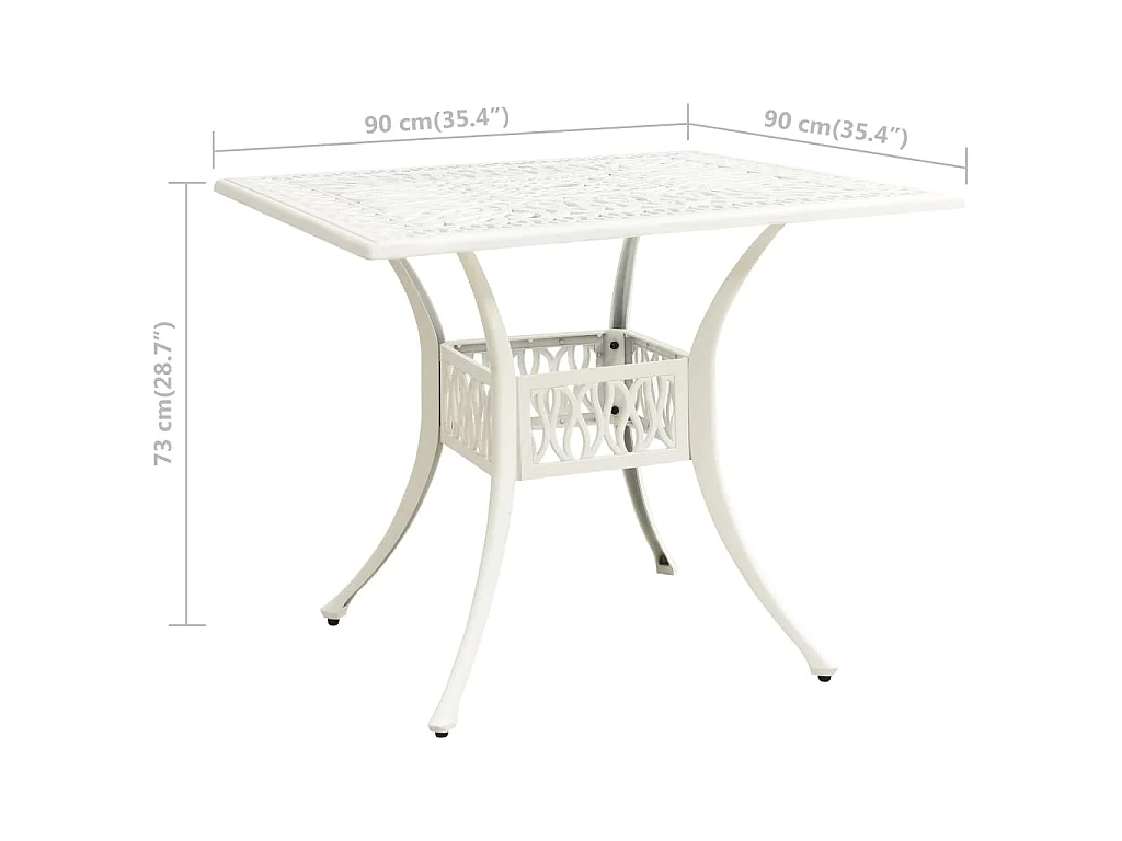 Table de jardin Blanc 90x90x73 cm Aluminium coulé
