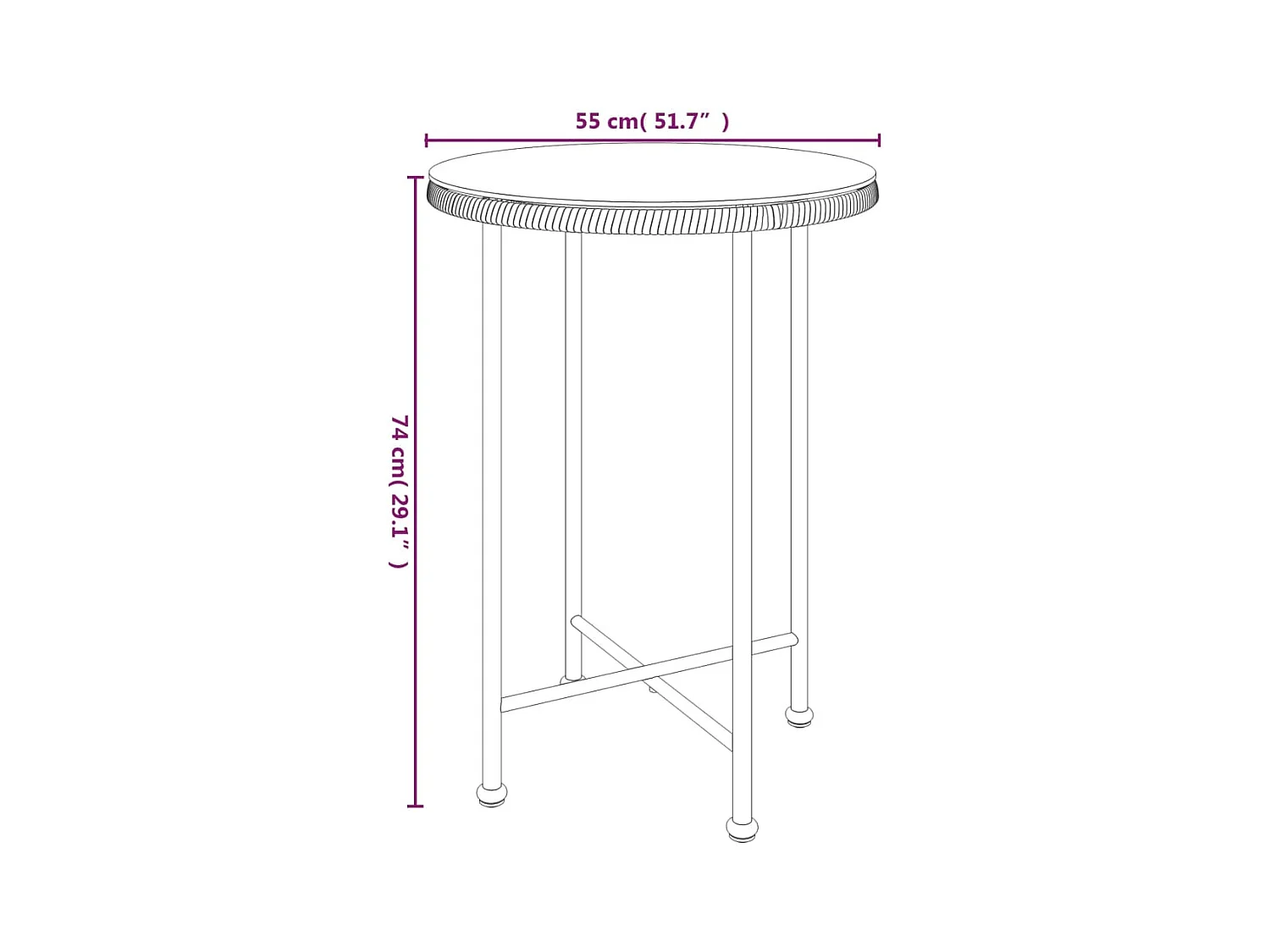 Esstisch Ø55 cm Hartglas und Stahl