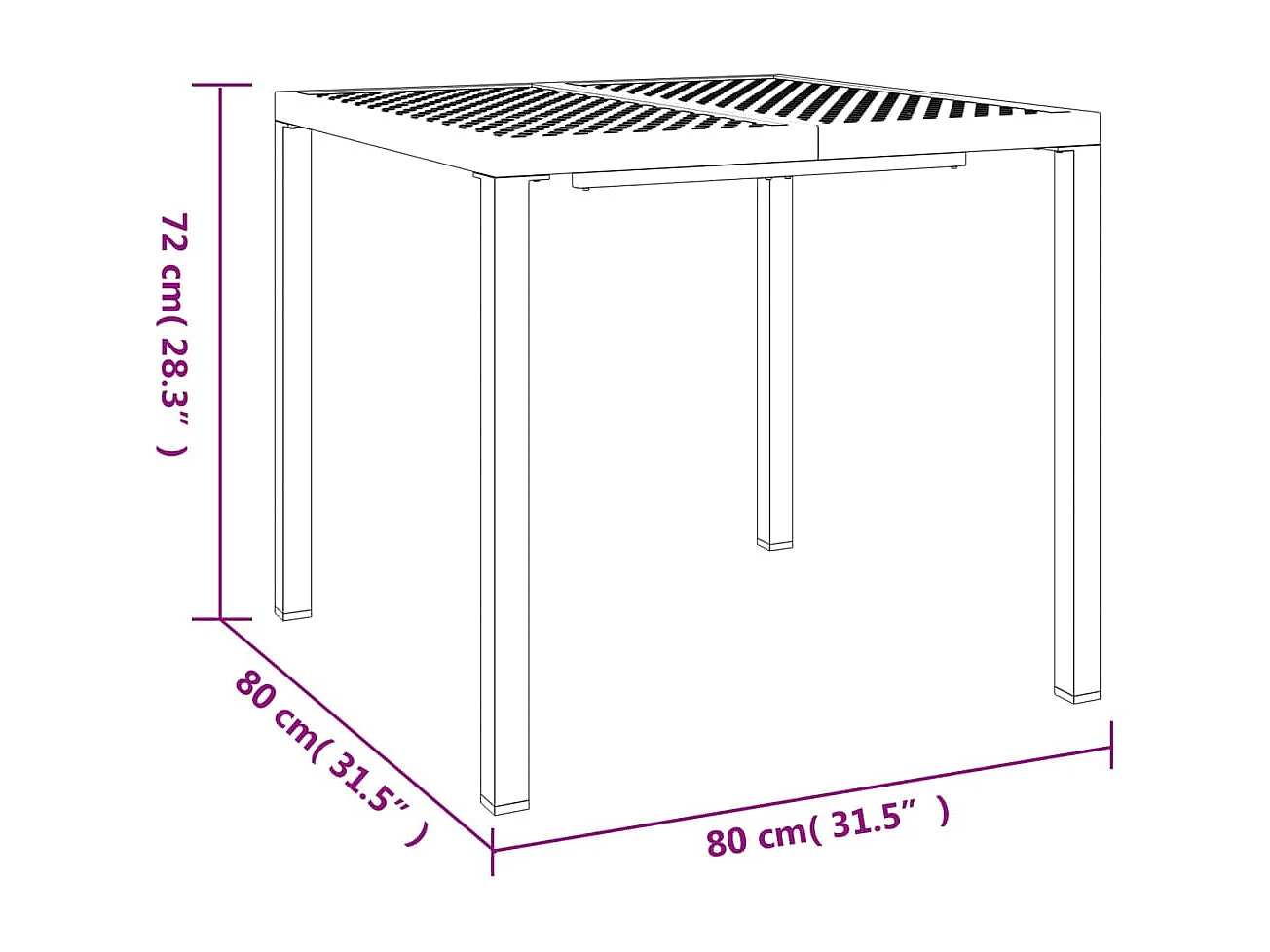 Table de jardin anthracite 80x80x72 cm acier
