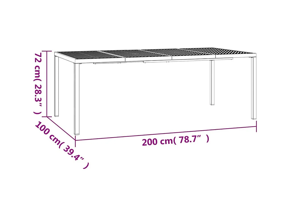 Mesa de jardim 200x100x72 cm aço antracite