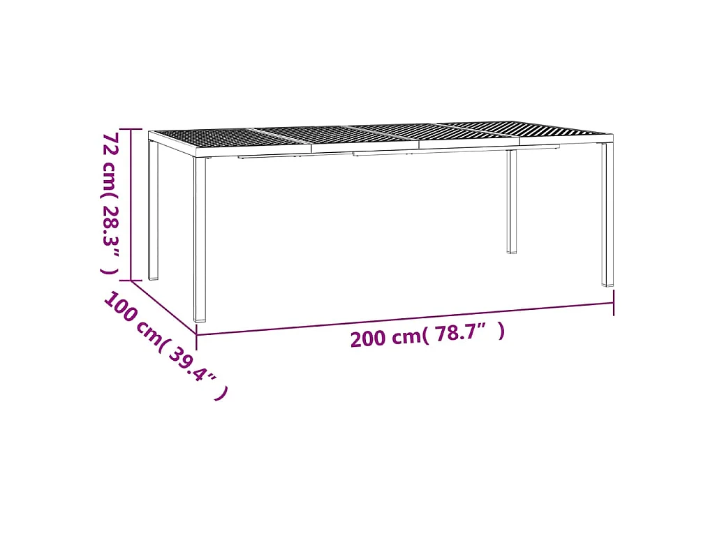 Mesa de jardín de acero gris antracita 200x100x72 cm