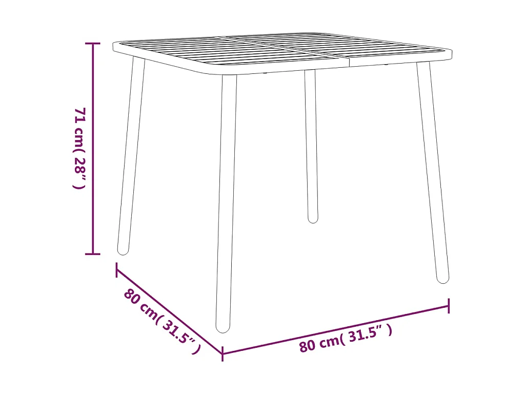 Tavolo da Giardino Antracite 80x80x71 cm Acciaio
