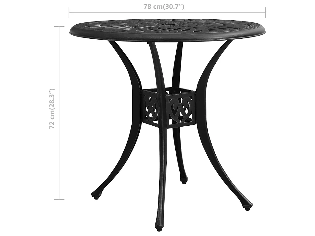 Table de jardin Noir 78x78x72 cm Aluminium coulé