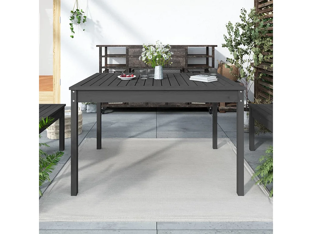 Tavolo da Giardino Grigio 121x82,5x76 cm Legno Massello di Pino