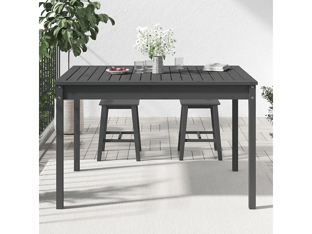 Tavolo da Giardino Grigio 121x82,5x76 cm Legno Massello di Pino