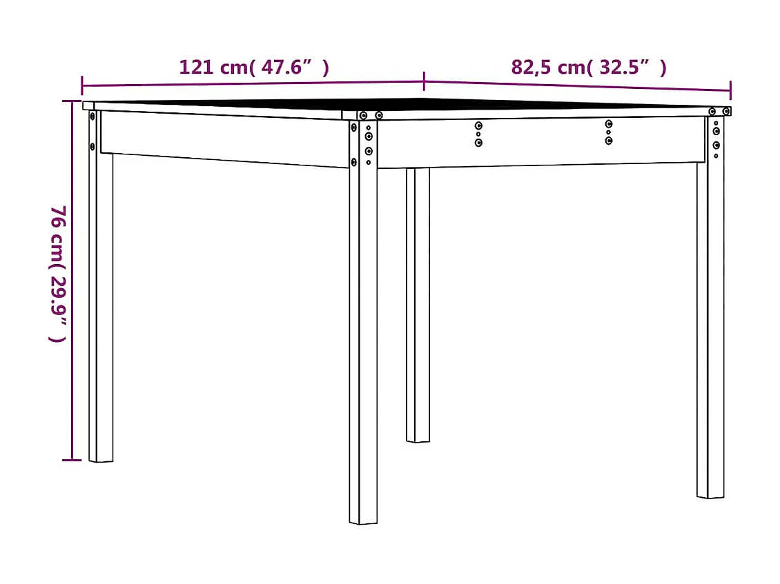Tavolo da Giardino Grigio 121x82,5x76 cm Legno Massello di Pino