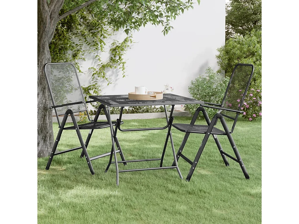 Table de jardin 80x80x72 cm Maille métallique Anthracite