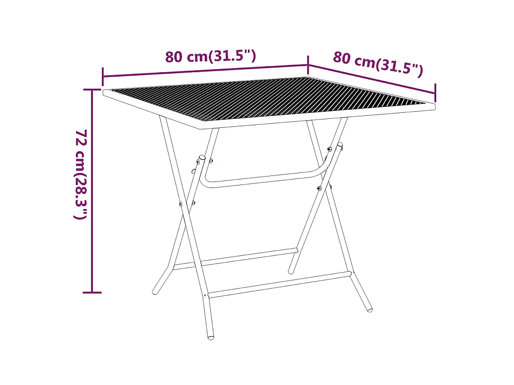 Table de jardin 80x80x72 cm Maille métallique Anthracite