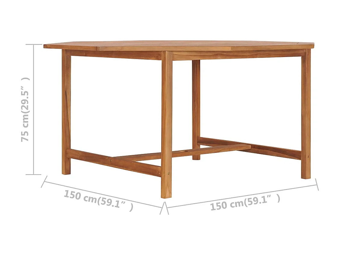 Table de jardin 150x150x75 cm Bois de teck solide
