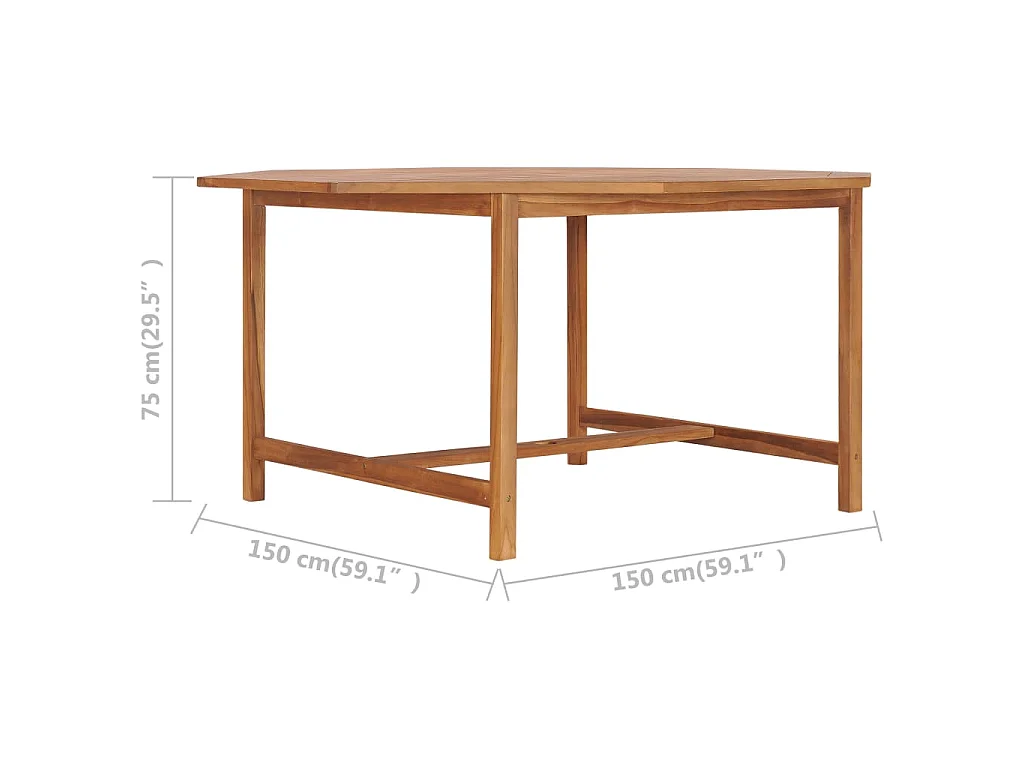 Tavolo da Giardino 150x150x75 cm in Legno Massello di Teak