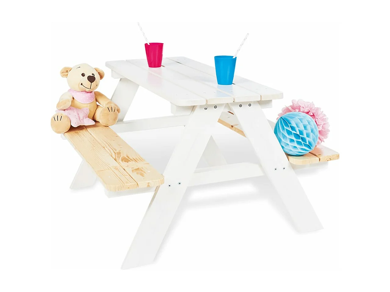 Pinolino Tavolo Picnic per Bambini con Panche Nicki für 4 Legno Bianco