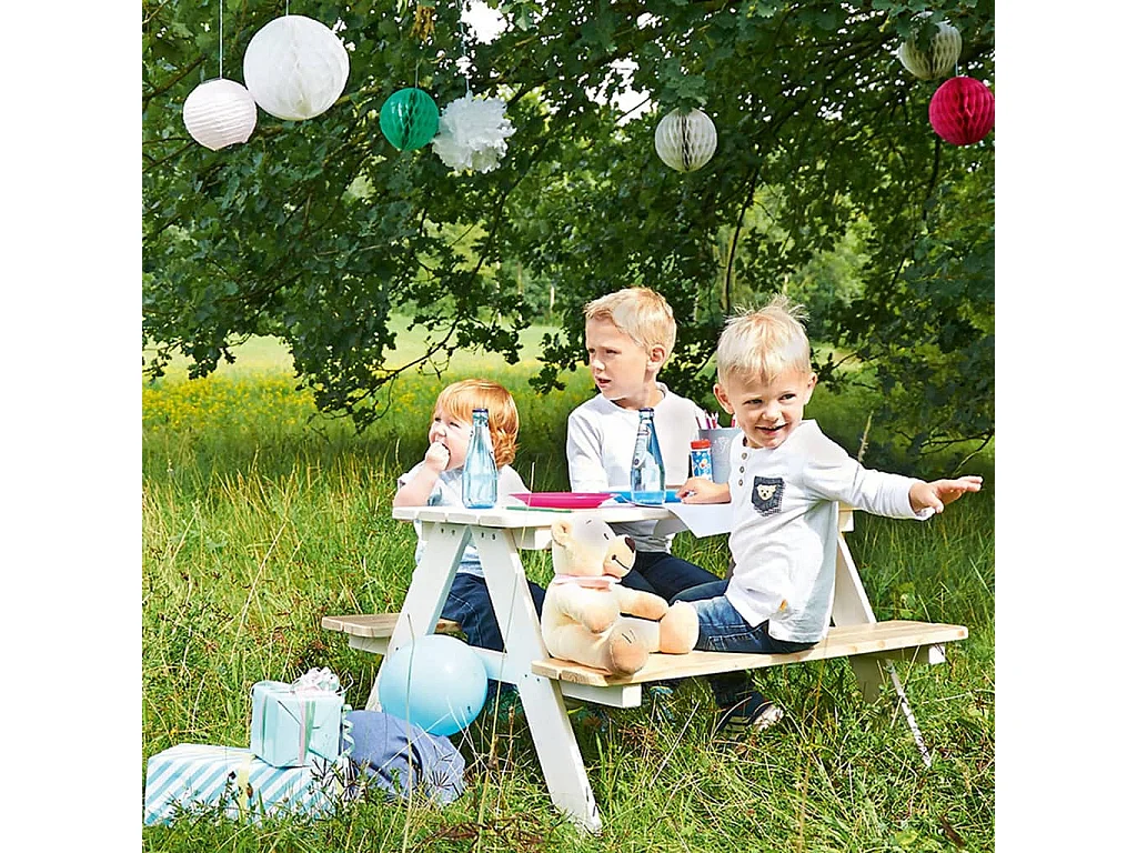 Pinolino Tavolo Picnic per Bambini con Panche Nicki für 4 Legno Bianco