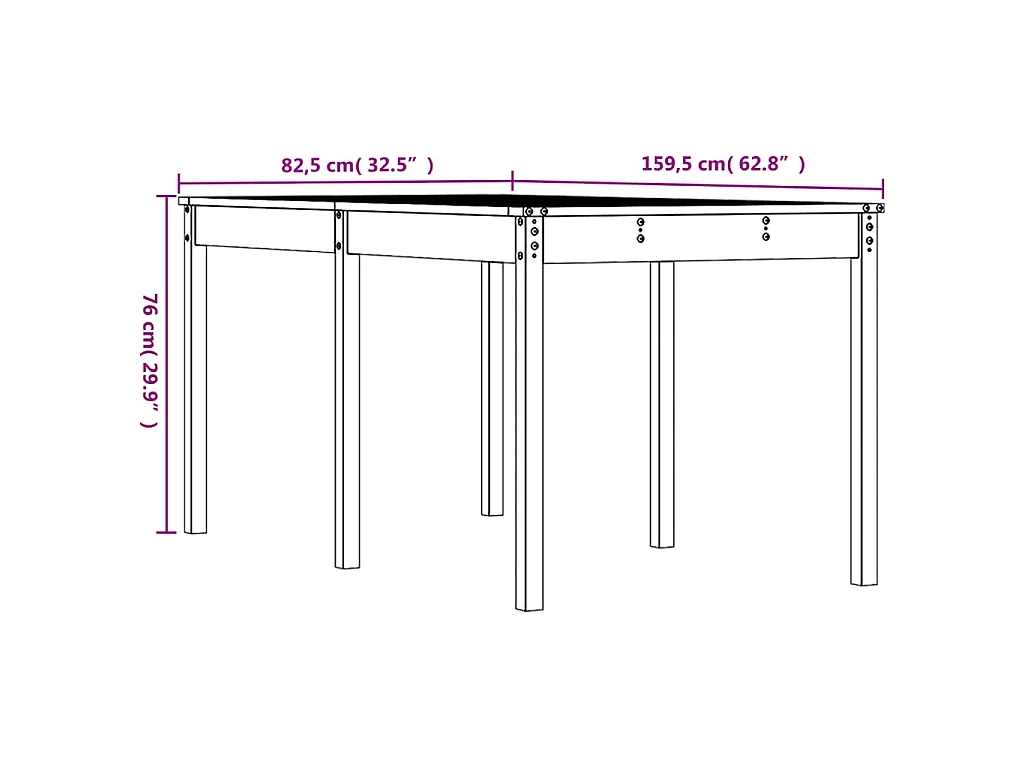 Tuintafel 159,5x82,5x76 cm massief grenenhout grijs