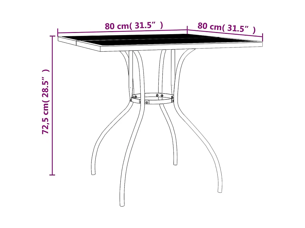 Table de jardin anthracite 80x80x72,5 cm Treillis d'acier