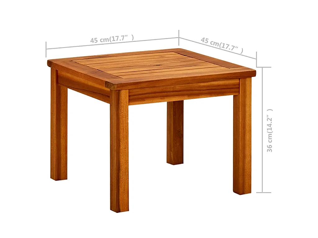 Tavolino da Giardino 45x45x36 cm in Legno Massello di Acacia