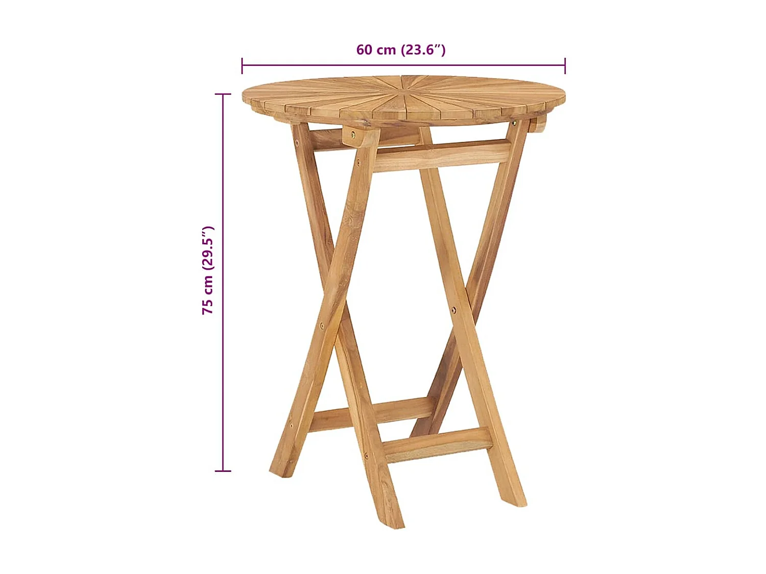 Table pliable de jardin Ø 60 cm Bois de teck solide