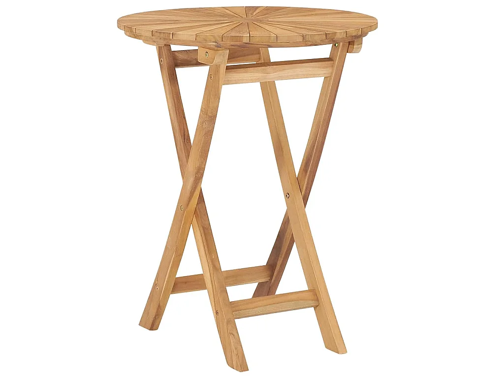 Gartentisch Klappbar Ø 60 cm Massivholz Teak