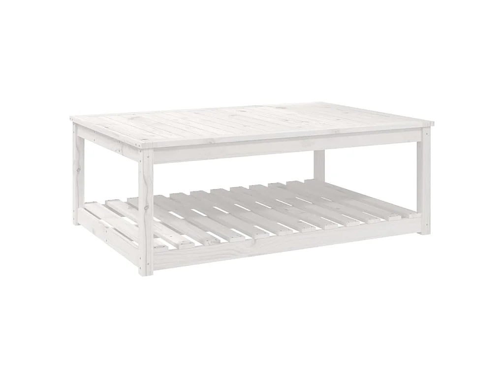 Table de jardin blanc 121x82,5x45 cm bois massif de pin