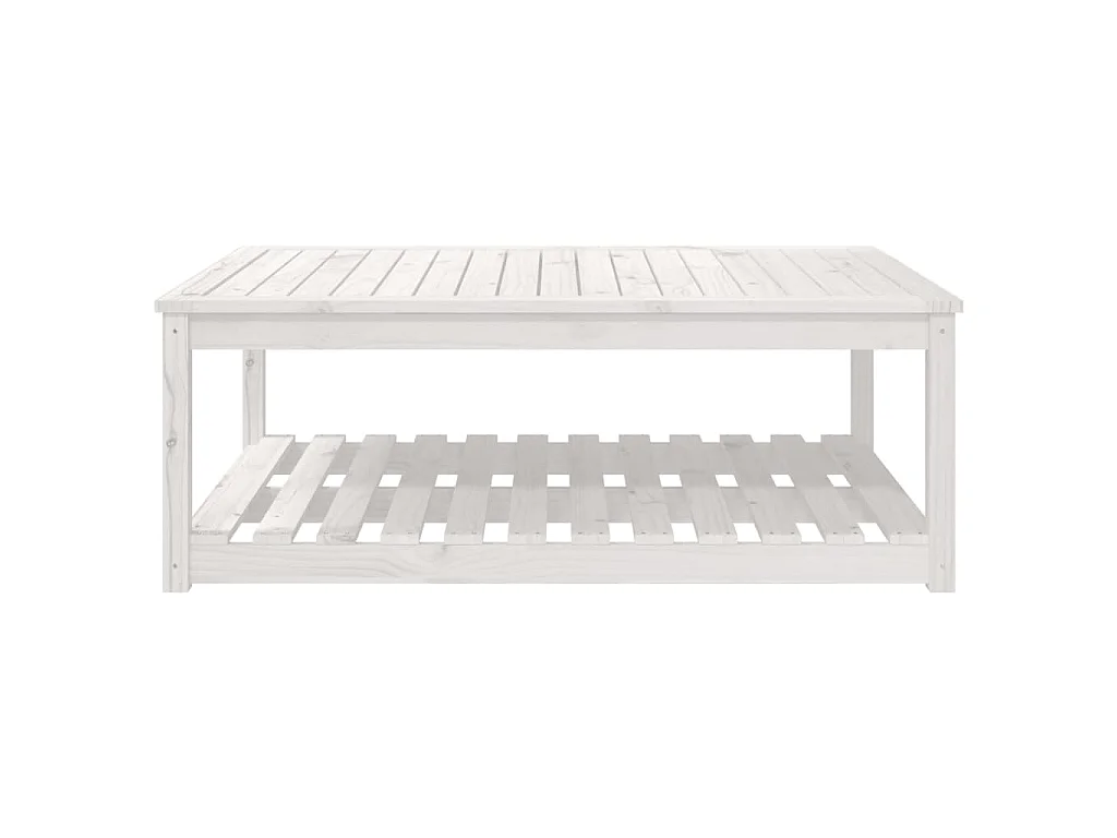 Table de jardin blanc 121x82,5x45 cm bois massif de pin