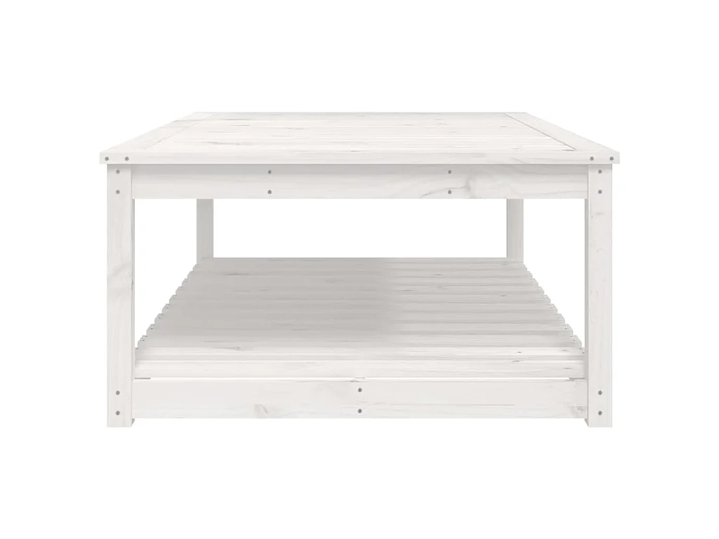 Table de jardin blanc 121x82,5x45 cm bois massif de pin