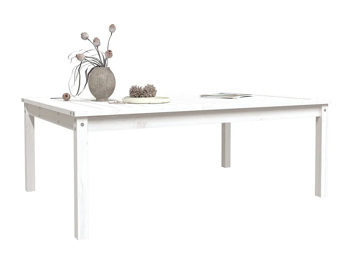 Gartentisch Weiß 121x82,5x45 cm Massivholz Kiefer