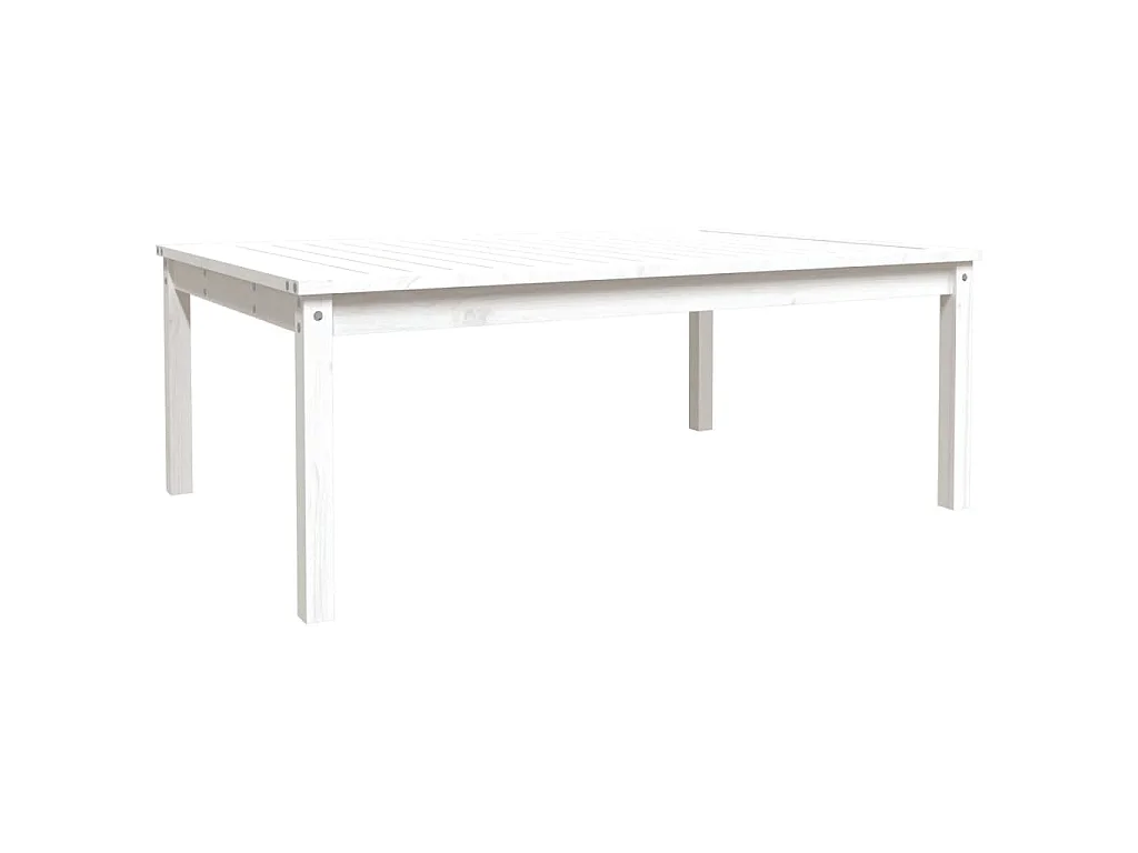 Table de jardin blanc 121x82,5x45 cm bois massif de pin