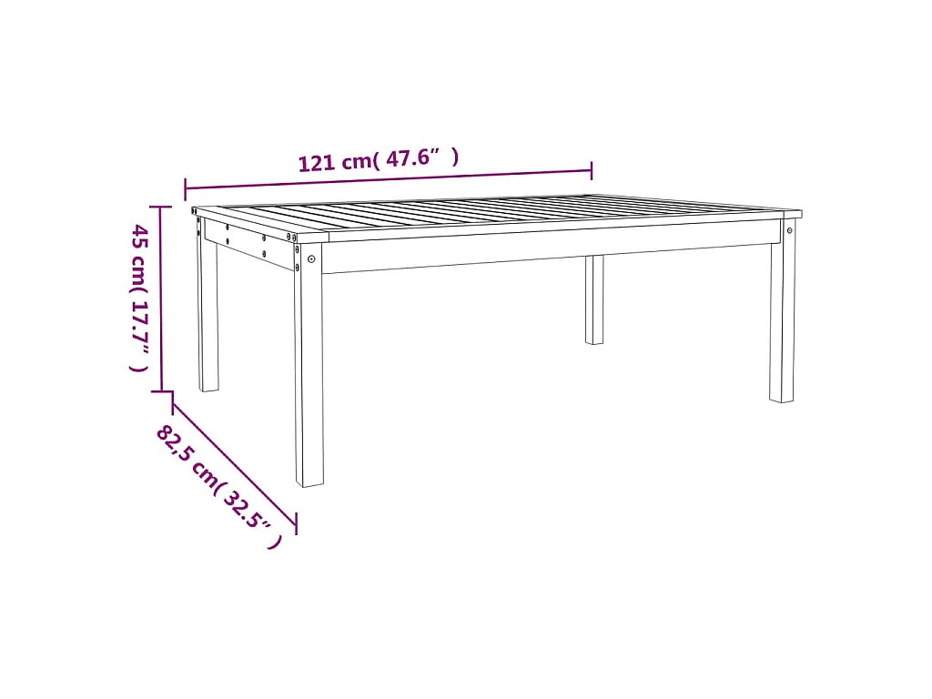 Table de jardin blanc 121x82,5x45 cm bois massif de pin
