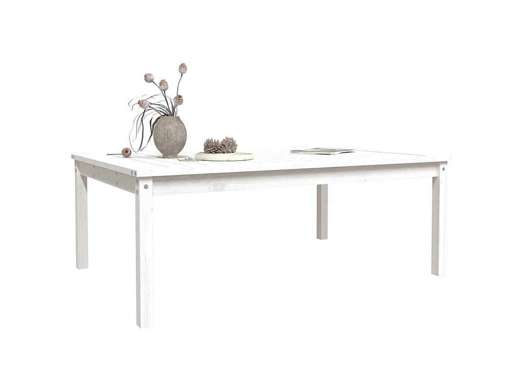 Table de jardin blanc 121x82,5x45 cm bois massif de pin