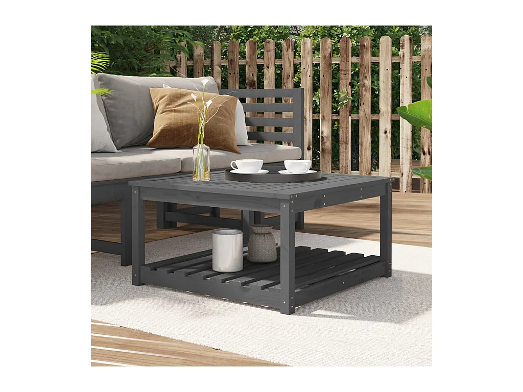 Table de jardin gris 82,5x82,5x45 cm bois massif de pin