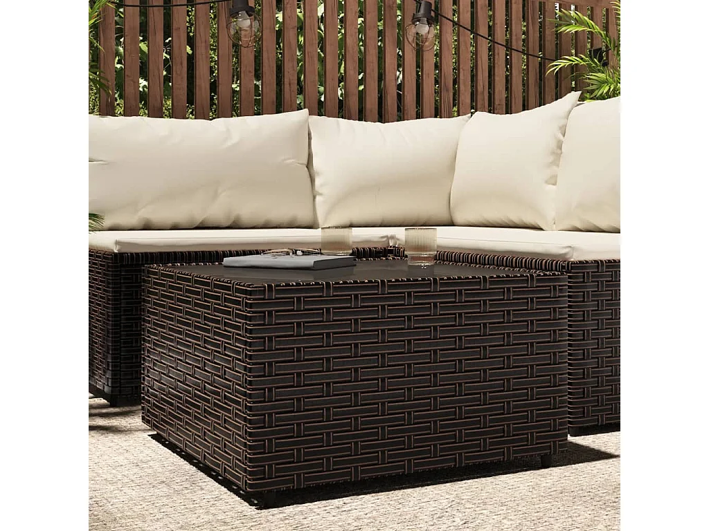 Tavolino Quadrato da Giardino Marrone 50x50x30cm in Polyrattan