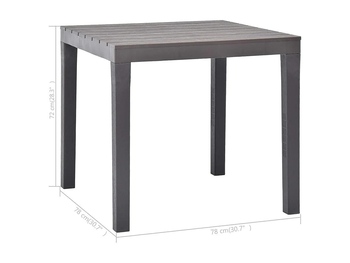 Tuintafel 78x78x72 cm kunststof mokka