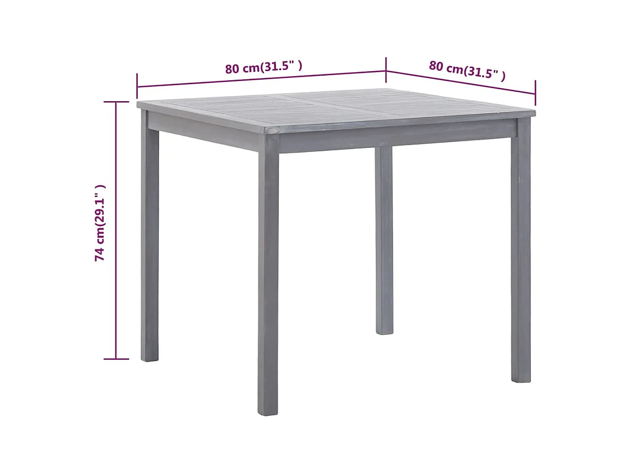 Table de jardin Gris 80x80x74 cm Bois d'acacia massif