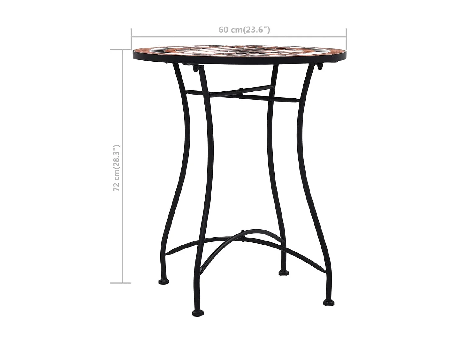 Table de bistro mosaïque Marron 60 cm Céramique