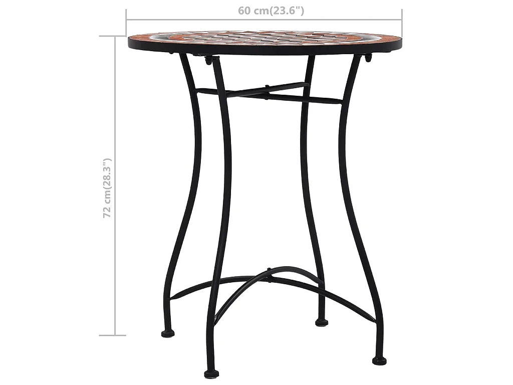 Bistrotisch Mosaik Keramik Braun 60 cm