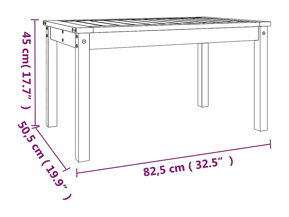 Tuintafel 82,5x50,5x45 cm massief grenenhout