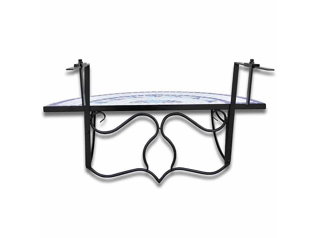 Mesa de varanda suspensa mosaico azul e branco
